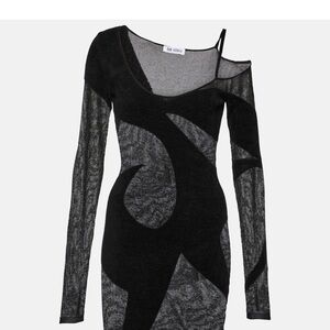 The Attico Black Asymmetrical Backless Bodycon Dress